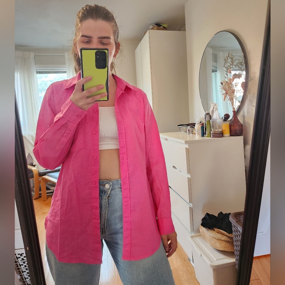 BNWT H&M Linen-Blend Button Down Shirt